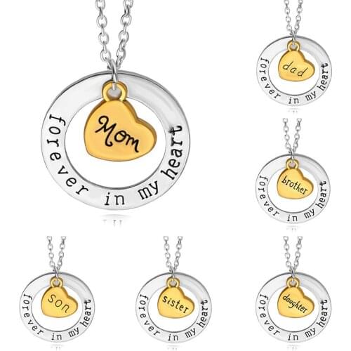 Dad Sister Uncle Aunt Mom Brother Son Grandpa Grandma Daughter Forever In My Heart Jewelry Pendant Necklace Fathers Day Gift
