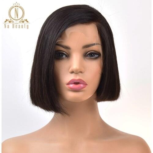 13x4 Lace Front Human Hair Short Bob Wigs Bleached Knots Pre Plucked Pixie Blunt Cut Straight Short Wig Women Remy Black Hair