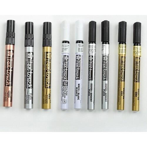 Permanent Metallic Marker Pens White Silver Gold Paint Pen Marker for Paper Glass Fabric CD Tire DIY Marking Japanese Stationery