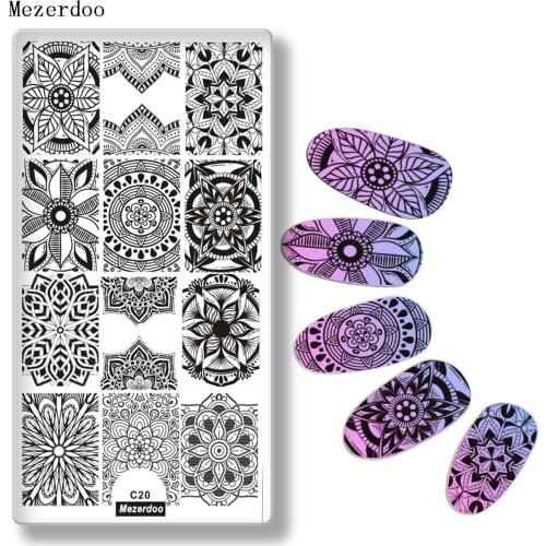 New Plant Mandala Flowers Nail Art Stainless Plate Image Stamping Plates DIY Manicure Printing Template Plate Tools Mezerdoo C20