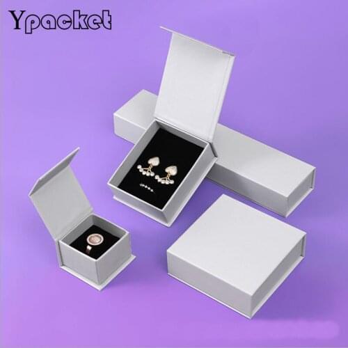 Gift Boxes Square Jewelry Organizer Shape Box Grey Engagement Ring For Earrings Necklace Bracelet Display Magnetic Paper Boxes