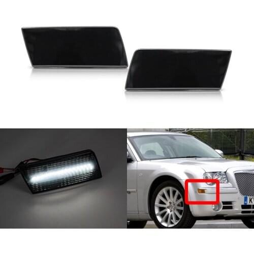 Fits For Chrysler 300 2005-2014 Front Smoked Lens White Led Fender Side Marker Lights OEM:4805860AA, 4805861AA
