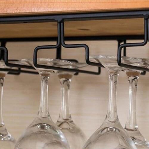 Under Cabinet Stemware Wine Glass Holder Metal Organizer For Bar Kitchen Black Wine Glass Storage Rack Keuken Accessoires