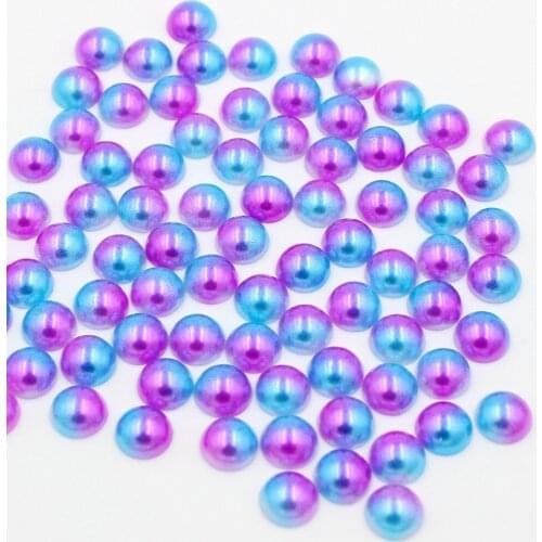 Size 6mm Rainbow Color Half Round ABS Imitation Pearl Bead Flat Back Scrapbook for DIY Craft Decoration (50pcs/lot)