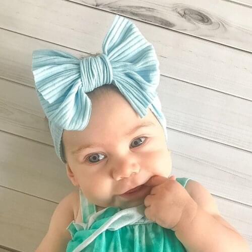 Baby Accessories Infant Baby Girl Cute Bow Headband Newborn Solid Headwear Headdress Nylon Elastic Hair Band Gifts Props