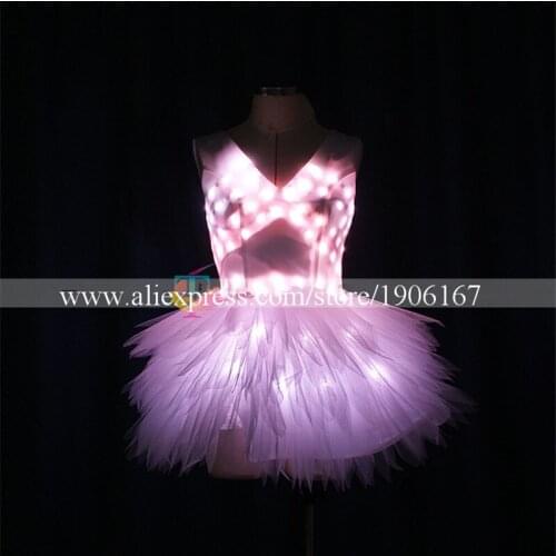 Programmable Led Light Dress Luminous Full Color Light Up Ballet Dance Wears Clothes Led Skirt Stage Show Singer DJ Costumes