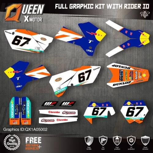 QUEEN X MOTOR Custom Team Graphics Decals Stickers Kit For KTM 2005 2006 SX SXF , 2005 2006 2007 EXC XC-W EXC-F 002