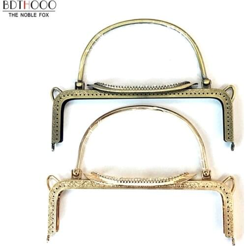 22cm Vintage Bag Frame Metal Purse Frame for handbag Square embossing Kiss clasp Handle DIY Bag Accessories