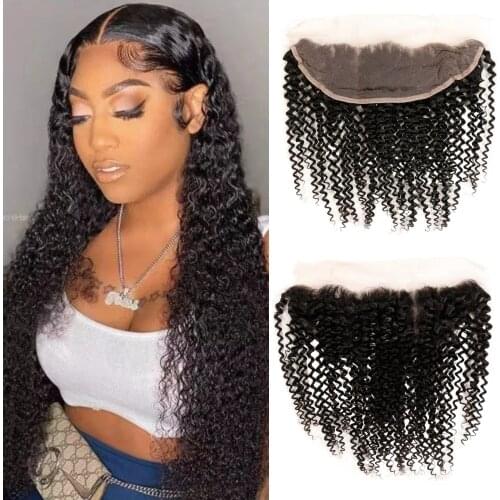 Sapphire Lace Frontal Closure 100% Remy Brazilian Kinky Curly Human Hair Closure 13x4 Lace Closure Front Free Part For Women