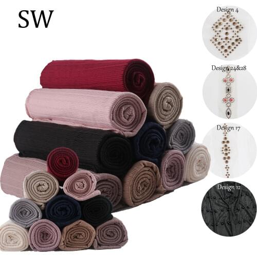Roma Lined Mix Design Wholesale Jersey Scarf With Diamond And Pearl Muslim Fashion High Quality Shawls