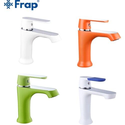FRAP Basin Faucets white orange green bathroom basin faucet tap basin mixer saving water brass sink faucet cold and hot water