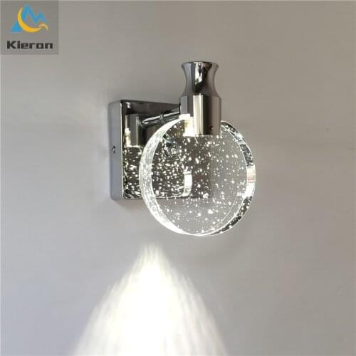 Modern Simple Silver LED Crystal Wall Lamps Bedroom Living Room Bathroom Makeup Walllamp Home Decorative Lamp Mirror Wall Lamps