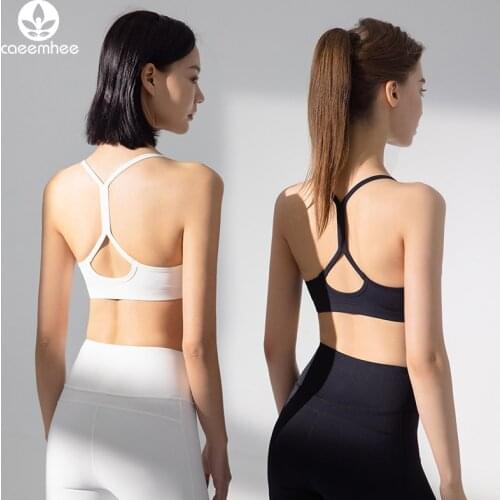 CAEEMHEE Women Sport Bra Push Up Padded Yoga Bra Gym Workout Running Solid Color Halter Fitness Tank Top Running Sport Bra Women