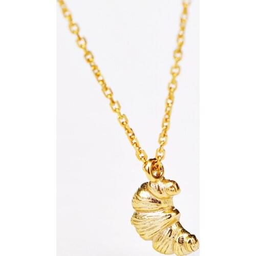 SRCOI Vintage Mini Croissants Pendant Necklace Classic Trendy Lovely Gold Moon Metal Simple Modelling Minimalist Woman Jewelry