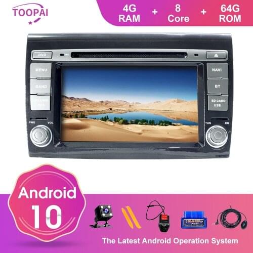 TOOPAI Android 10 For Fiat Bravo 2007-2012 Car Multimedia Player GPS Navigation Auto Radio Stereo Head Unit SWC DVD 4GB 64GB
