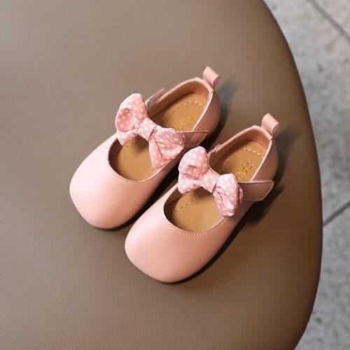 Girls Bow Princess Shoes 2021 Spring Autumn New Fashion Kids Flats Anti-slip Leather Shoes Toddlers Children Shoes G129