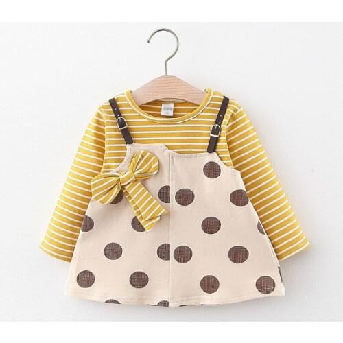 Little Girls Spring Autumn Dress 1-3Y Girls party dress Fashion Kids Girls Bow Style Clothing