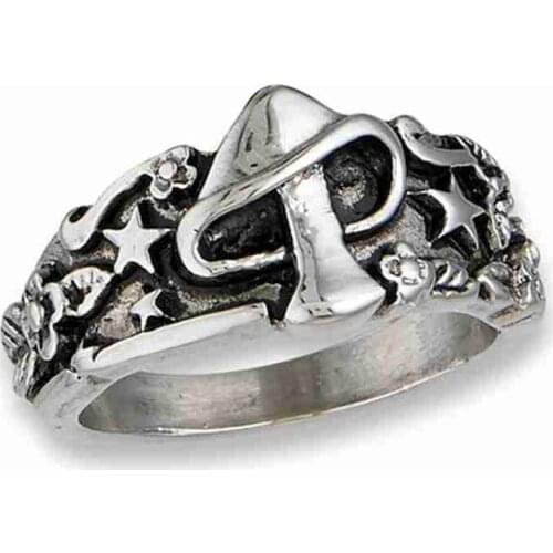 Vintage Star Flower Pattern Ring for Women Men Multi Size Female Statement Retro Punk Hip Hop Party Night Club Ring