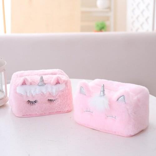 High quality 17×12×9cm cute unicorn stuffed plush tissue box household articles decorations high-end decorations