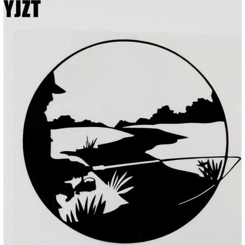 YJZT 14.2CMX13.3CM Fishing For Truck Windows Decal Vinyl Car Sticker Black/Silver 8A-0941