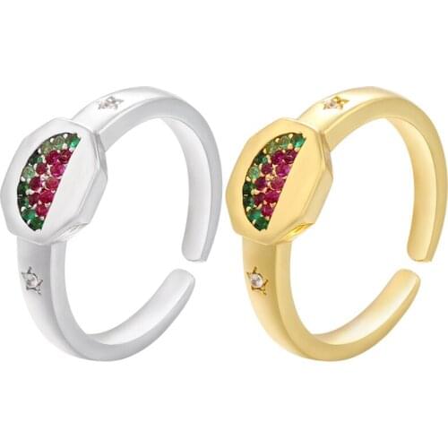 ZHUKOU gold silver color star moon women rings fashion open rings CZ crystal adjustable rings Fashion jewelry wholesale VJ127