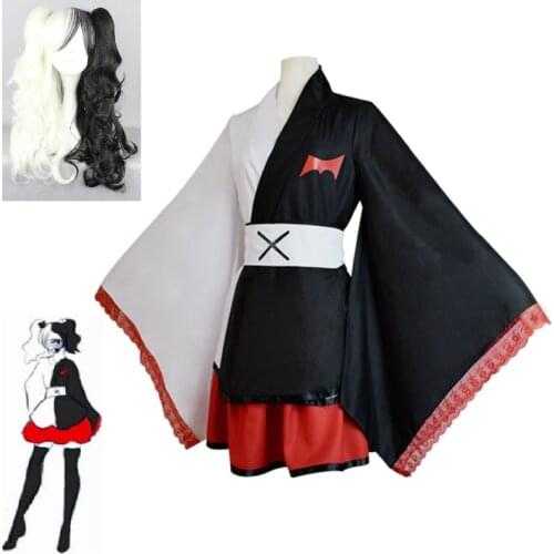 Danganronpa Monokuma Cosplay Costume Kimono Women Dresses Halloween Csotumes Anime Wigs