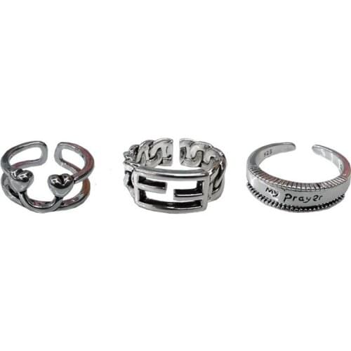 POTCET Womens Smiley Open Ring Adjustable Geometric Fashion Retro Hip Hop Personality Party Jewelry