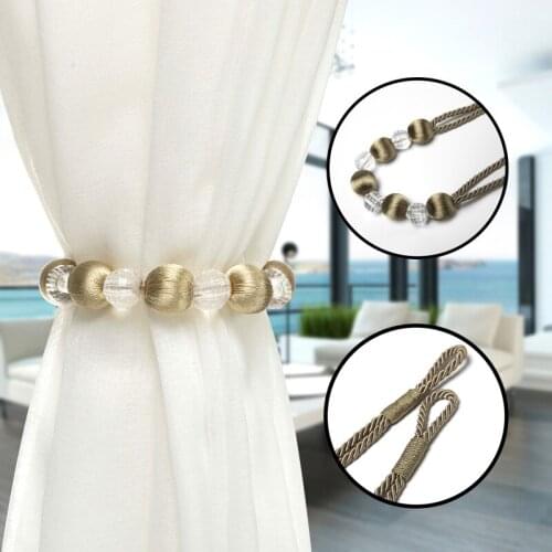 1Piece Curtain Tieback Accessories Decorative Modern Hanging Pompom Pearl Bean Curtain Clip Bundle Strap Tape Tie for Curtains