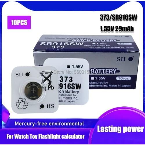 10PCS Silver Oxide Watch Battery 373 SR916SW 916 1.55V 100% original brand FOR SEIZAIKEN 373 916 battery