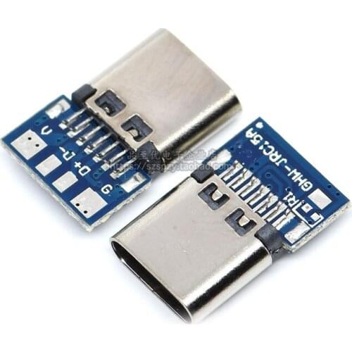 10pcs Double-sided Plug TYPE-C Female Test Board USB 3.1 With PCB Board Female Connector Four Solder Joints