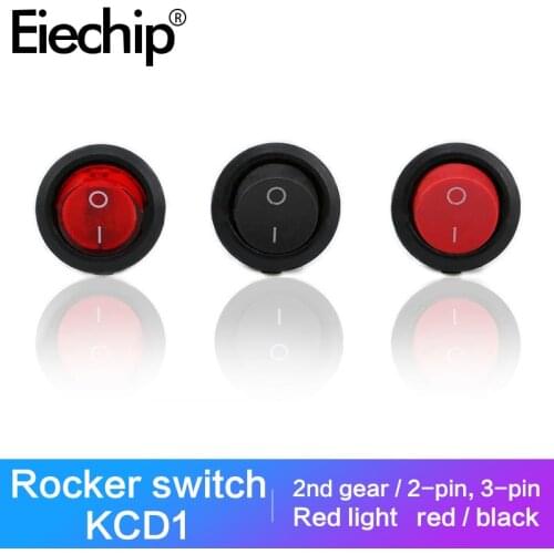 10PCS/lot Rocker Switch KCD1 2/3 PIN with Light Power Push Button Switch 23MM Plastic Small Round Boat Rocker Switches