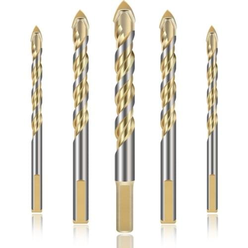 10pcs 5mm Spade Head Twist Dirll Bit Set for Ceramic Tile Glass Brick Wall Wood Hard Alloy Tool for Carpenter Woodworking Tools