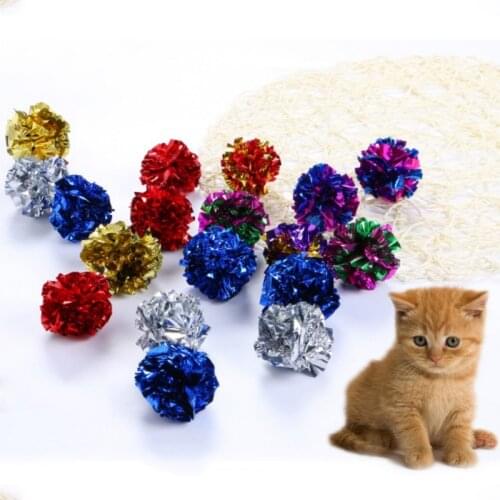 12pcs Mylar Balls Cat Toy Colorful Ring Paper Shiny Interactive Sound Ball Crinkly Balls for Cats Sound Toys Pet Play Balls