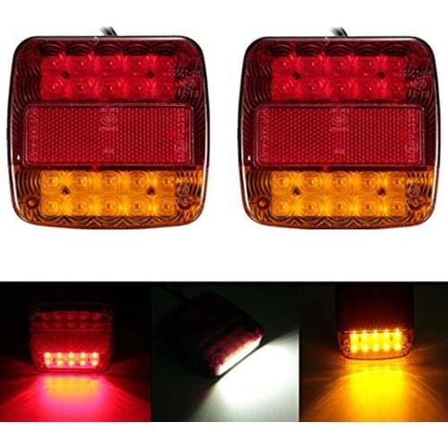 2pcs 12V Trailer Truck Caravan 26LED Taillight Tail Light Turn Signal Indicator Brake Stop Lamp Number Plate Light Rear Reverse