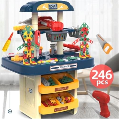 246pcs Kids Drill Screw Nut Puzzles Toys Pretend Play Tool Drill Disassembly Q6PD