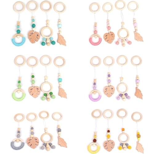 4Pcs/Set Baby Nordic Gym Frame Hanging Pendants Wooden Ring Teether Molar Gifts Dropshipping
