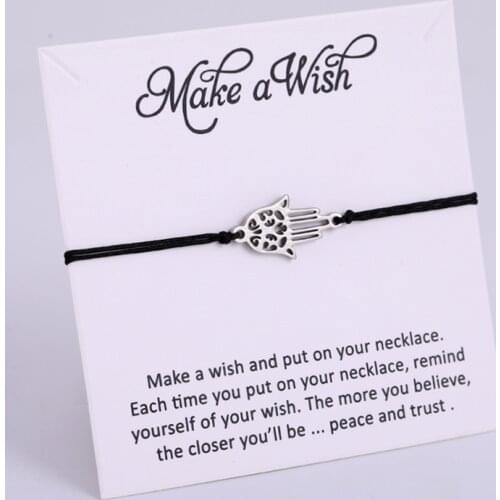 Hand of Fatima Hamsa Charm Bracelets Lucky Horseshoe Women Men Unisex Adjustable Stainless Steel Jewelry Drop Shipping