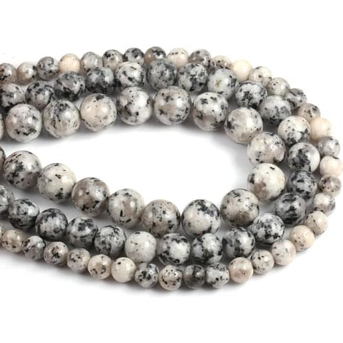 Natural Stone Beading Black spot stone Round Loose BeadsIsolation beads For jewelry making DIY bracelet necklace accessories