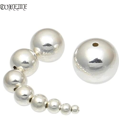 Thailand 925 silver Round beads thai silver spacer beads DIY jewelry accessory Bracelet Beads pure silver beads