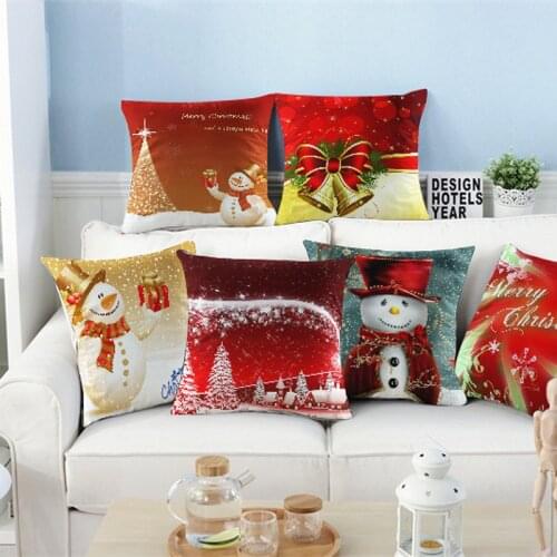 Clean Hearting Gifts Christmas Pillow Covers Decorative Christmas Pillow Cover 45x45cm Snowman Home Party Supplies Santa Claus