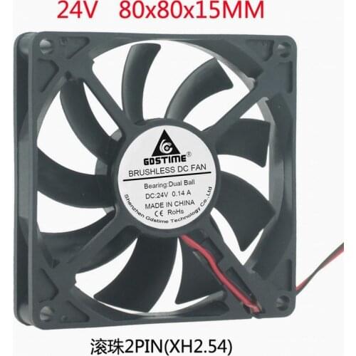 DC 12V 24V 2pin 8015 8cm 80mm 80*80*15 dual ball bearing silent Brushless Cooling Fan