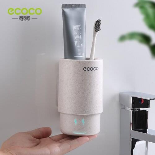 Ecoco Toothbrush Holder with Magnetic Toothbrush Cup,Wall Mounted Toothbrush Storage,Mouth Cup Storage Rack,Toothbrush Organizer