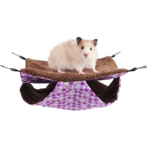 Purple Rabbit Double Layer Interlayer Warm Hammock Hanging Bed House Sleeping Bag For Squirrel Purple Rabbit Nest And A Hammock