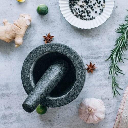 Mortar and Pestle Set – Guacamole Bowl Traditional Molcajete, Natural Grinder