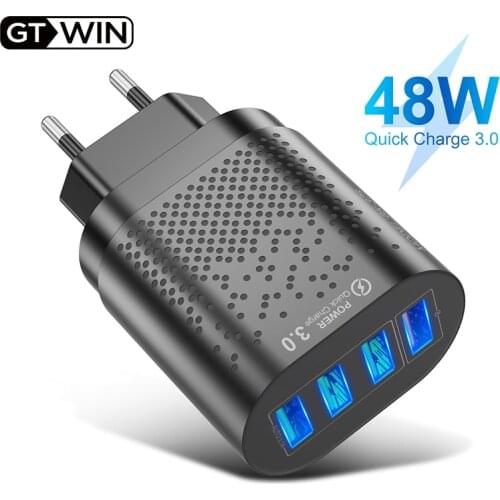 GTWIN 48W Quick Charge 3.0 USB Charger Wall Charger US EU Plug 3A Multi Port Fast Charging Adapter For Samsung Huawei Xiaomi