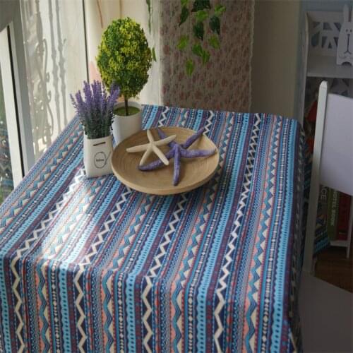 Canvas Printed Bohemian Tablecloth Table Mat Coffee Table Cloth Hotel Cover Cloth Tablecloth Decorations for Living Room ok