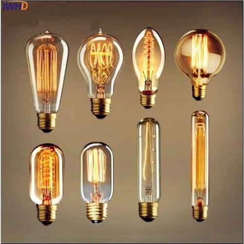 IWHD Bombillas Vintage Edison Bulb E27 Retro Lamp Bulb Ampoules Edison Light Incandescent Bulbs 40W E27 220V G80/G95/ST64/A19