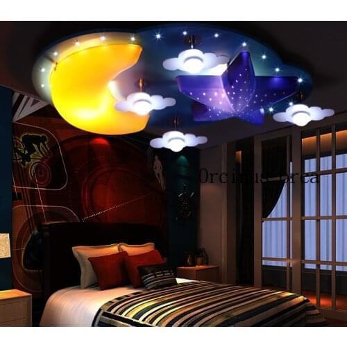 Children room lamp girl bedroom ceiling lamp creative cartoon Princess Room star moon personality boy lamp free shipping
