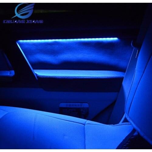 7PCS 4 Colors Car Interior Atmosphere Light Lamp With Door Wooden Penals For Toyota Land Cruiser 200 FJ200 2008 -2017 Models