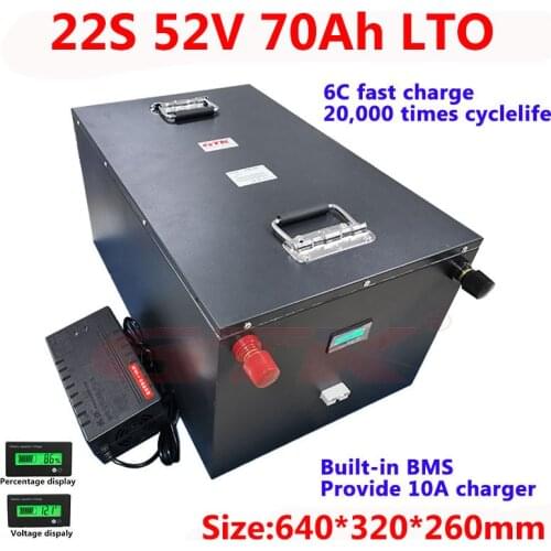 2pcs LTO 52V 70Ah Lithium Titanate Battery with bluetooth fuction for 48v 52v motorcycle Solar system tricycle RV EV+10A Charger